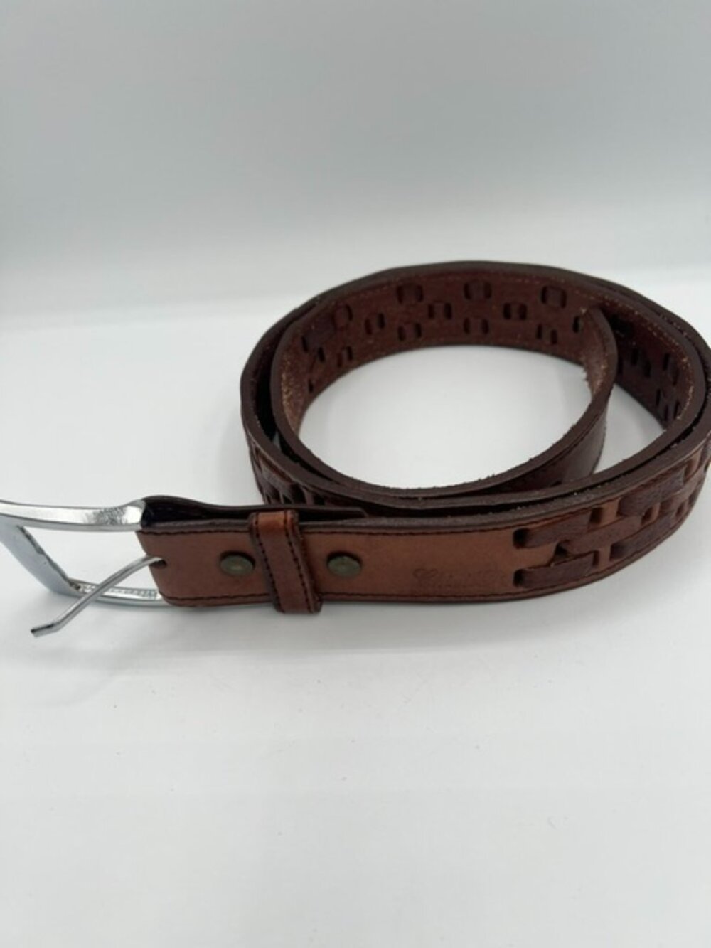 Chivis Brown Woven Leather Western Belt Made in Mexico Size 38